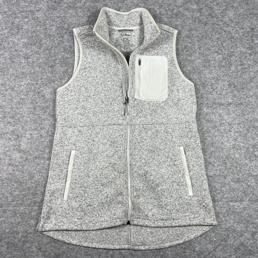 LL Bean Sweater Fleece Vest Womens M Gray Sweater Fleece Full Zip 511766